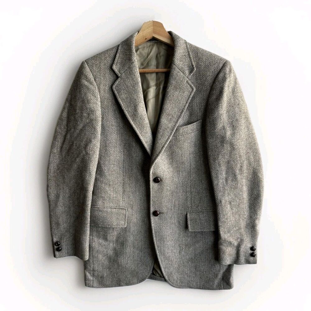 Harris Tweed Blazer Men's Size 38Reg Gray Anderson-Little Wool Sport Coat USA